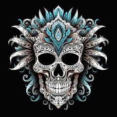 Ornate Mexican Sugar Skull, Day of the Dead Skull