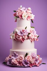 Obraz na płótnie Canvas The wedding cake showcased with a simple, bright background