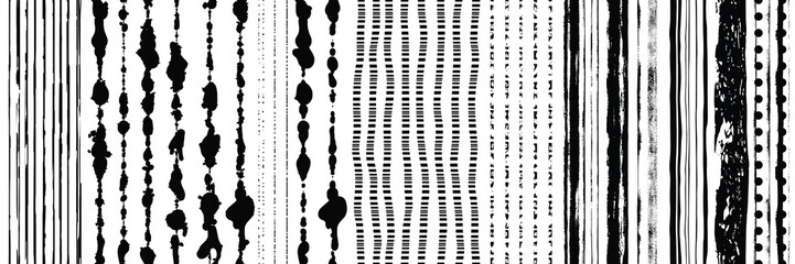 Set of seamless borders, grunge border isolated on white background