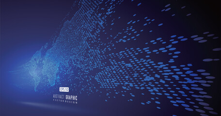 World map in motion consisting of countless dots, vector illustration.