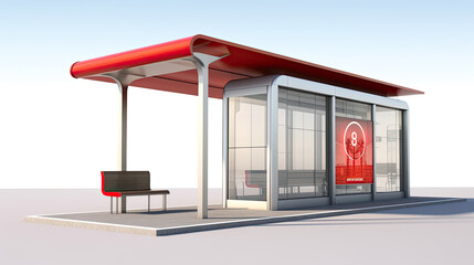 Bus stop shelter. Ai project visualisation, isolated on white background