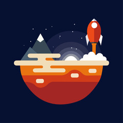 Rocket landing on moon