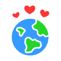 Planet with hearts line icon. Relationship, love, date, Valentine's day, connection, marriage, family, feelings. Vector color icon on a white background for business and advertising.