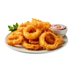 fried onion rings isolates on transparent background