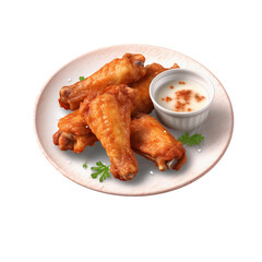 fried wings with sauce isolated on transparent background
