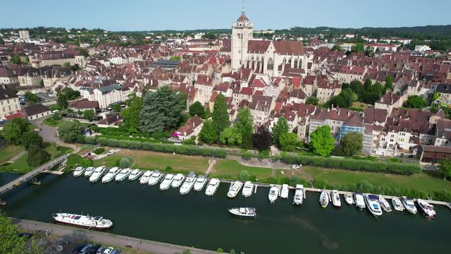 Aerial view of the french city of Dole in the Jura region of France
