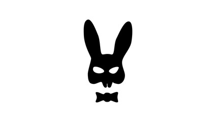 rabbit mask with black bow, black isolated silhouette