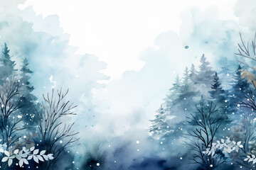 Watercolor snowflakes with unique patterns winter backdrop background with empty space for text 