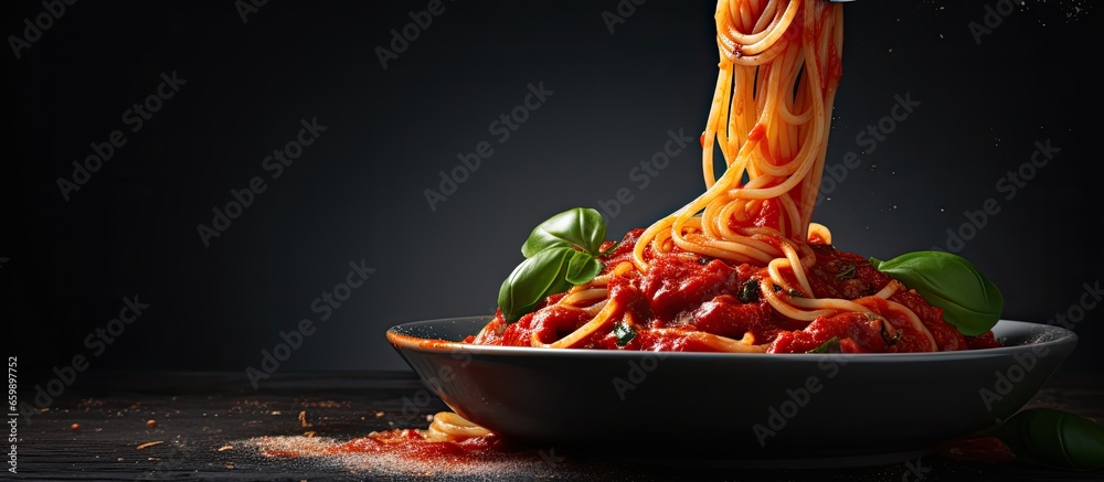 Canvas Prints Tomato sauce with spaghetti With copyspace for text