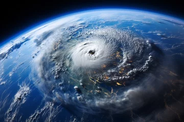 Zelfklevend Fotobehang space view of a storm and the eye of the hurricane © FotoAndalucia