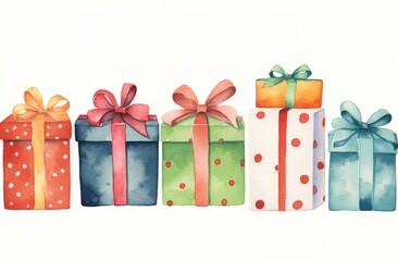 A joyful background filled with beautifully wrapped Christmas gifts.
