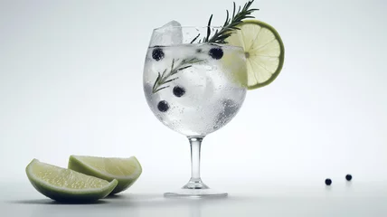 Gordijnen cocktail alcohol gin and tonic isolated on a white background. © kichigin19