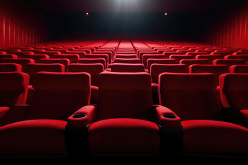 cinema auditorium with empty red seats