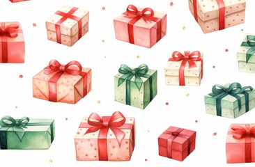 A joyful background filled with beautifully wrapped Christmas gifts.