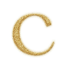 Gold glitter alphabet letters from A to Z, isolated on transparent background, lowercase. This is a part of a set which also includes numbers and symbols