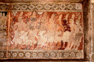 Mural painting, Shiva's wedding, Brahma left and Ashta-Dikpalas.Lepakshi Temple, India © RealityImages