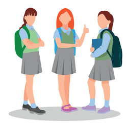 vector illustration of students in different postures