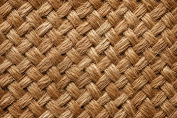 A Mesmerizing Macro Shot of Handwoven Jute: Exploring the Intricate Patterns and Detailed Textures of Sustainable Organic Material.