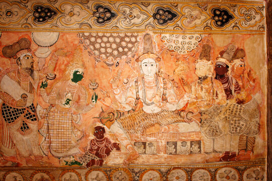 Bhukailas mural  painting,  Lepakshi Temple, Anantapur District, Andhra Pradesh, India