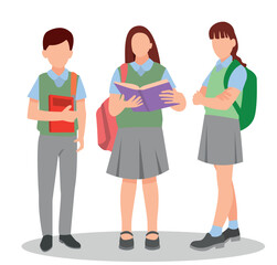 vector illustration of students in different postures