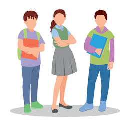Obraz premium vector illustration of students in different postures