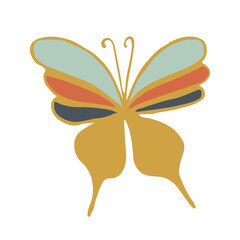 Butterfly doodle vector. Bright insect. Butterfly silhouette in trendy style. Sticker, tattoo, postcard. Vector illustration