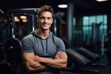 Crédence de cuisine en verre imprimé Fitness Young sporty man in the gym