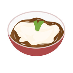 Sumsum porridge with coconut cream in the bowl 