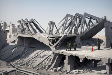 broken bridge between Israel and Gaza, emphasizing the need for connection and dialogue israeli palestine conflict abstract War illustration