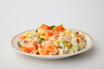 Fresh salad with smoked salmon.