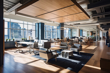 Fototapeta na wymiar Harmony of Creativity and Efficiency: Office Space Designed around Geometric Patterns