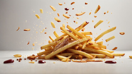 Photo fried potatoes with sauce and mayonnaise crispy chips delicious tasty - Powered by Adobe