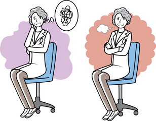 診察する女性医師のイラストセット