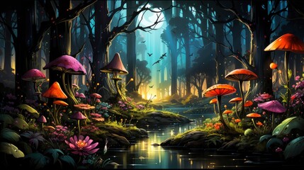 Beautiful fairy world landscape. fantasy background for journals, prints, background and backdrops.