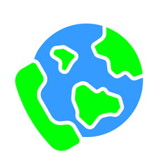 Telephone handset with planet line icon. Call, conversation, negotiations, tariff, communication, connection. Vector color icon on a white background for business and advertising.