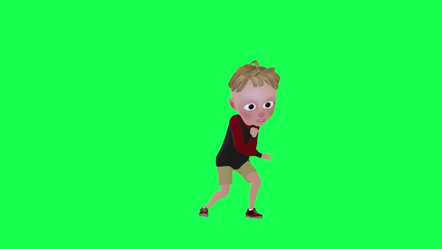 3d baby boy rapping chroma key left angle on green screen 