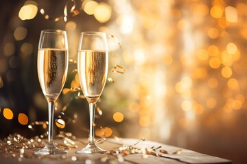 A sparkling background featuring holiday champagne celebrations.