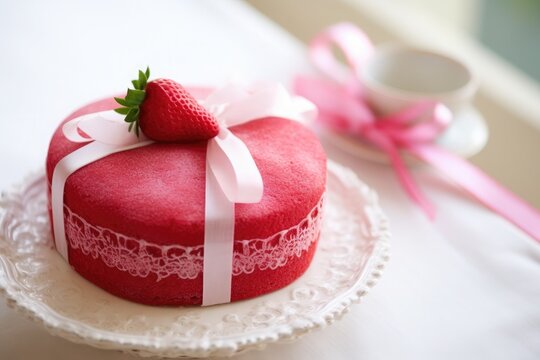 heart-shaped cakes on wooden background, valentine's day concept