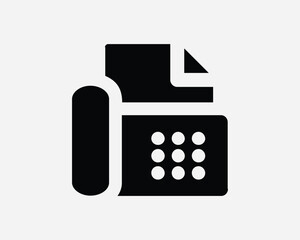 Fax Machine Icon Office Equipment Print Printer Device Phone Business Telephone Technology Tech Black White Line Outline Shape Sign Symbol EPS Vector