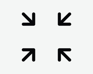 Four Arrows Point In Icon 4 Arrow Pointer Zoom Out Scale In Target Direction Position Navigation Black White Shape Line Outline Sign Symbol EPS Vector