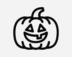 Halloween Pumpkin Carving Icon Sign Symbol Vector EPS 10 Black and White Line Outline