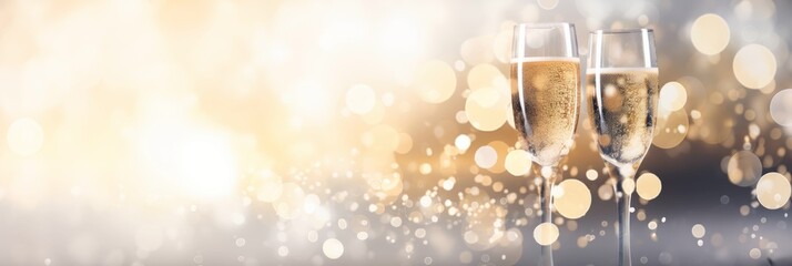 A glass of champagne on a blurred background - obrazy, fototapety, plakaty