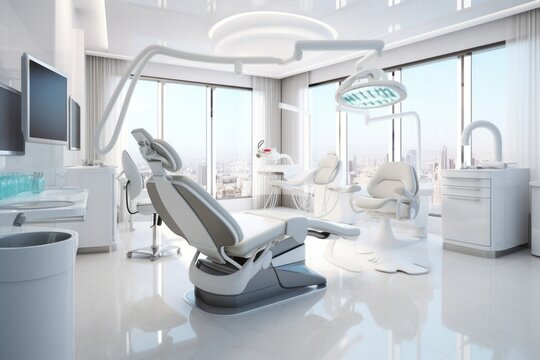 large spacious dentist office. banner with copy space