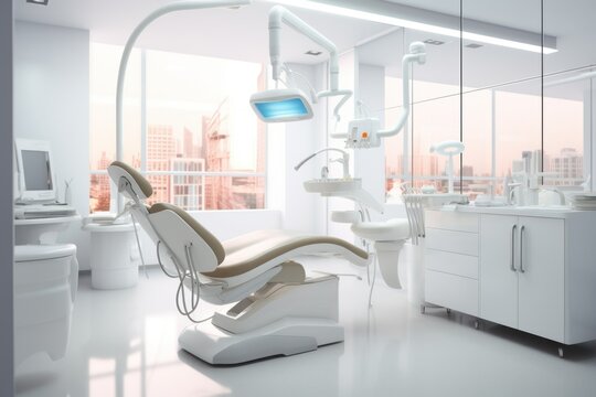 large spacious dentist office. banner with copy space