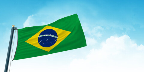 brazil country flag painted on plank background