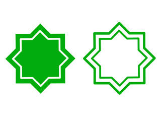 green islamic star vector on white background.islamic decoration icon