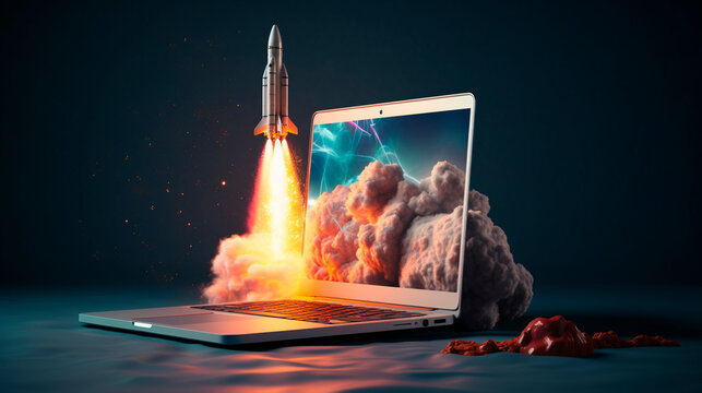 The laptop computer is fast as a rocket. Generative AI.