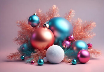 Naklejka na ściany i meble Festive Room Decoration, Seasonal Festivity, Christmas Baubles
