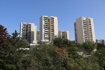 Tour d'habitation, vue de l'extérieur, ville de Créteil, département du Val de Marne, France