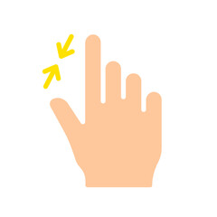 Hand reduces image line icon. Controls, touchpad, tablet, phone, sensor, touchscreen, gadgets. Vector color icon on a white background for business and advertising.